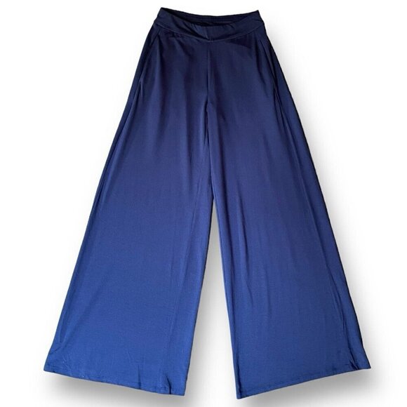 Eileen Fisher Womens Pants XXS Navy Blue Wide Leg High Rise Tencel Minimalist - Picture 1 of 7